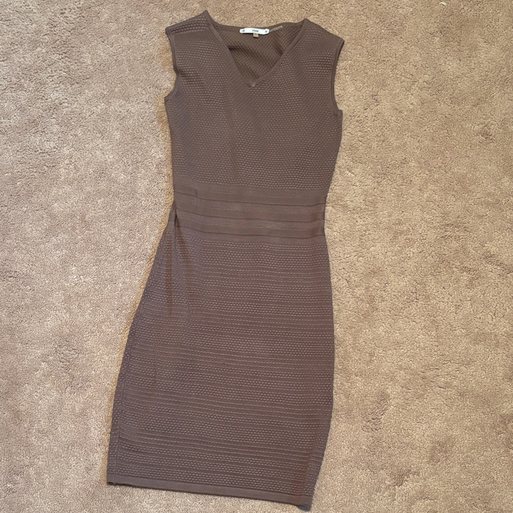 Sioni Textured Brown Midi Dress